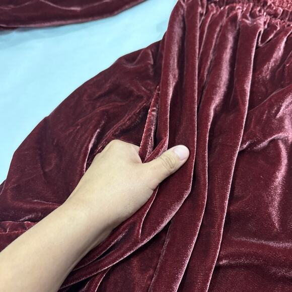 Free People Women Small Daphne Velvet Sleeve Mini Dress Roan Rouge Boho Western - Picture 6 of 12